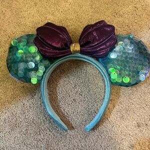 Ariel Sequin Mouse Ears with Purple Bow